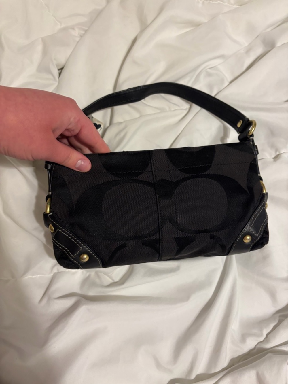 Coach Black & brown Mini Carly Shoulder Bag with Gold Hardware - Picture 2 of 16
